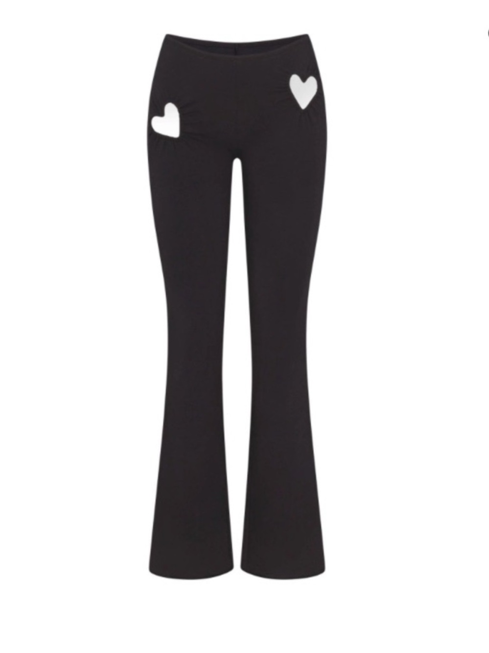 SKIMS Black Flared Pants with White Heart Accents